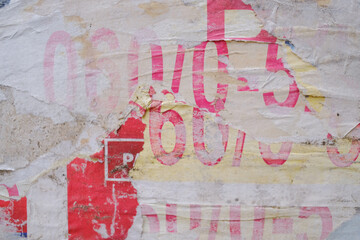 Torn street poster background, messy old paper collage