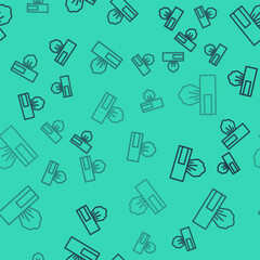 Black line Wet wipe pack icon isolated seamless pattern on green background. Vector.