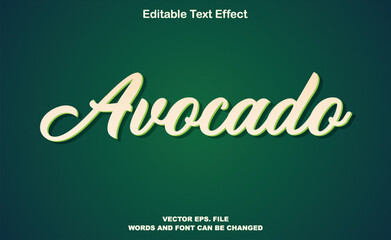 Avocado 3d editable text effect, avocado premium text effect, avocado vector