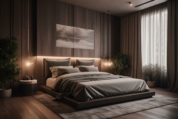 Sleek bedroom design. Generative AI