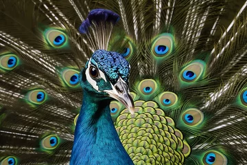 Keuken spatwand met foto Blue Peacock - A Stunning and Detailed Image © Jonki