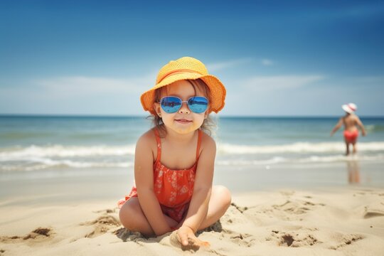 child on the beach Generative AI