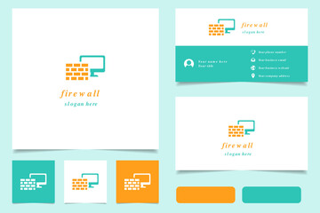 Firewall logo design with editable slogan. Branding book and business card template.