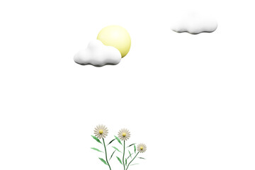 easter eggs with flowers, sky