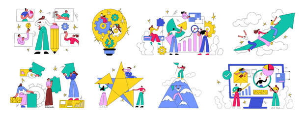 Business activity, employees perform various work tasks