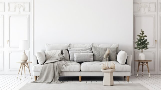 Modern Interior Design Background. Contemporary livingroom. Generative AI.