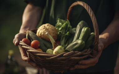 person holding a basket of vegetables