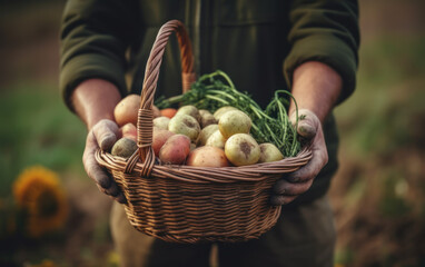 Obraz na płótnie Canvas person holding a basket of vegetables