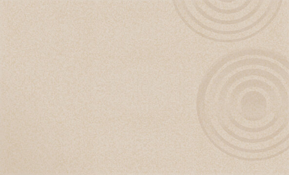 Sand beach texture with simple spiritual patterns in Japanese Zen Garden with concentric circles and parallel lines raked on smooth sandy surface background,Harmony,Meditation,Zen like concept