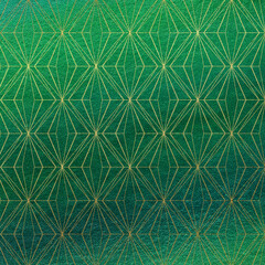 Art Deco abstract background. Green and gold shine pattern universal