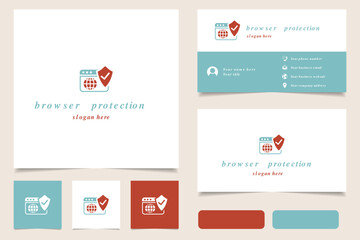 Browser protection logo design with editable slogan. Branding book and business card template.