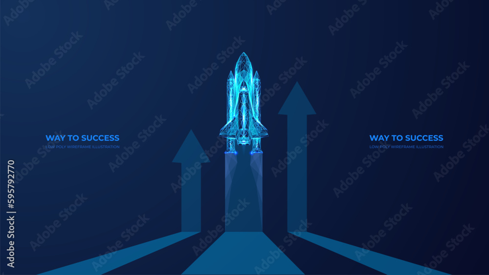 Aufkleber abstract space shuttle and arrows up. digital rocket launches. start-up and success business start c
