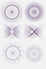 Set of abstract graphic elements. thin lines of circles. minimalistic graphics
