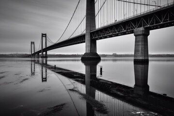 Naklejka premium A modern bridge over the water. AI Generated