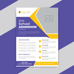 Professional and modern online school education kids admission poster template