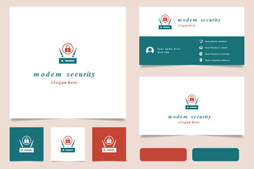 Fototapeta premium Modem security logo design with editable slogan. Branding book and business card template.