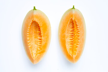 Cantaloupe melon isolated on white.