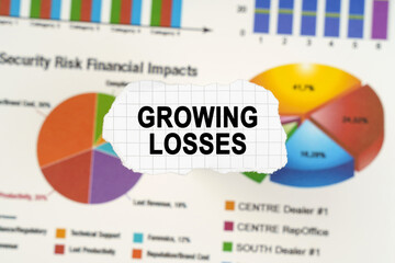 On diagrams and graphs lies torn paper with the inscription - Growing losses