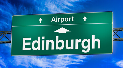 Road sign indicating direction to the city of Edinburgh