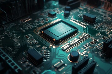 Background with circuit board design. Generative AI