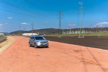 The construction site of the new road in the Czech Republic near the village 