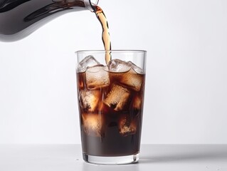 Iced  coffee on a white background  ,Generative AI.	
