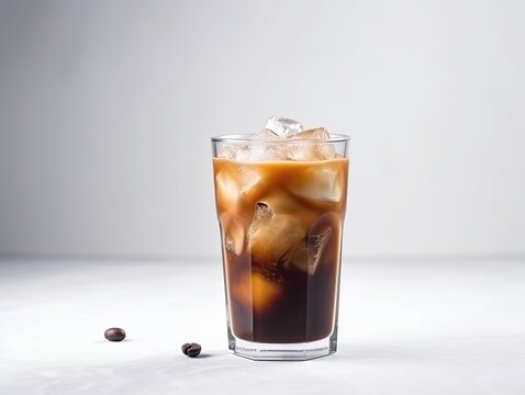 Iced  coffee on a white background  ,Generative AI.	
