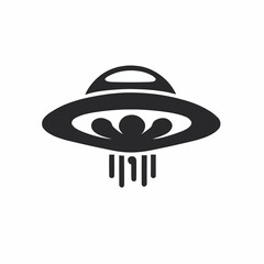 UFO, flying saucer, vector, black and white, grayscale, monochromatic, logo / symbol