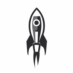 Space rocket vector, black and white, grayscale, monochromatic, logo / symbol