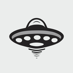 UFO, flying saucer, vector, black and white, grayscale, monochromatic, logo / symbol