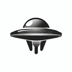 UFO, flying saucer, vector, black and white, grayscale, monochromatic, logo / symbol