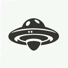 UFO, flying saucer, vector, black and white, grayscale, monochromatic, logo / symbol