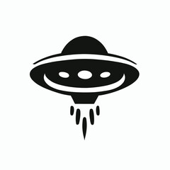 UFO, flying saucer, vector, black and white, grayscale, monochromatic, logo / symbol