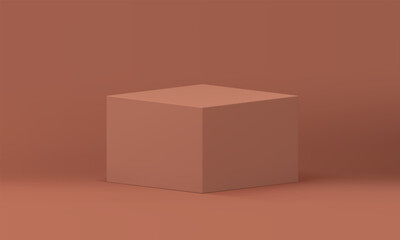 Brown rectangle pedestal 3d box geometric construction platform package isometric design vector