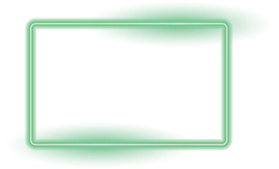 Abstract green neon lighting rectangular frame
