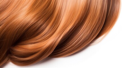 Fototapeta premium Beautiful glossy hair texture isolated on white background. Generative AI.