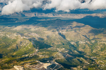 Beautiful view of the Dalmatian region in Croatia from the plane