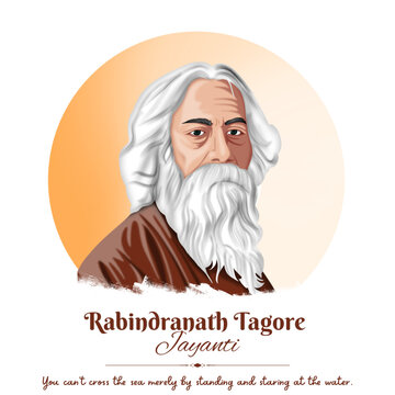 Rabindranath Tagore vector illustration for Rabindranath Tagore Jayanti celebration.