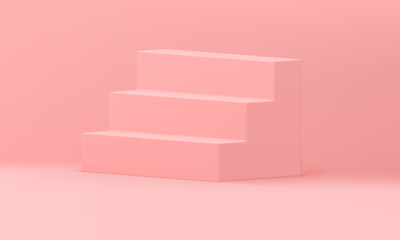 3d staircase pink ladder level geometric structure success achievement opportunity pedestal vector