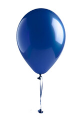 Blue balloon with long string isolated on white