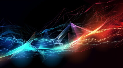 High tech technology geometric and connection system background with digital data abstract. Generative ai