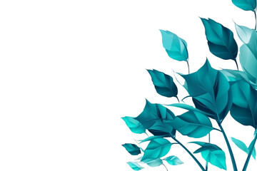 Blue rose leaves and stem transparents background. AI generative