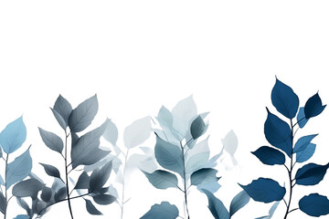 Blue rose leaves and stem transparents background. AI generative