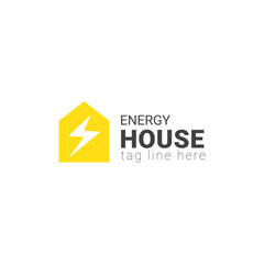 energy house logo, simple design house electricity.
