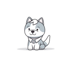 smailing puppy husky dog sitting