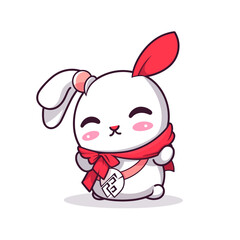 Fototapeta na wymiar red Chinese rabbit smiling