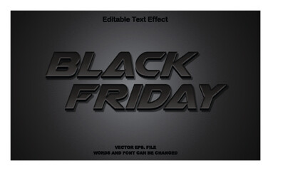 Black friday text effect template, editable sale and fashion text style, friday 3d editable text effect