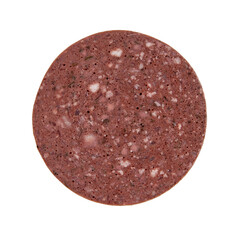 isolated close-up photo of blood sausage slice