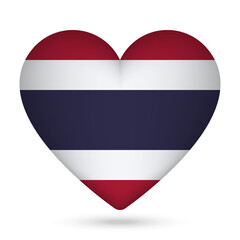 Fototapeta premium Thailand flag in heart shape. Vector illustration.