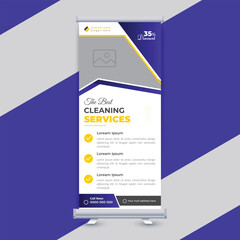 Creative and modern cleaning services business standee roll up banner template